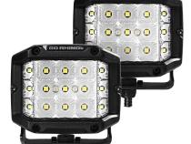 Go Rhino Bright Series Lights Pair of 4x3 Sideline Cube LED Flood Light Kit Black Go Rhino