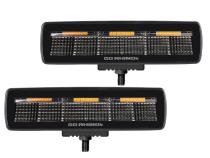 Go Rhino Blackout Combo Series Lights Pair of Sixline LED Flood Lights With Amber Accent Black Go Rhino