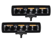 Go Rhino Blackout Combo Series Lights Pair of Sixline LED Spot Lights With Amber Accent Black Go Rhino