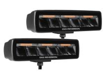 Go Rhino Blackout Combo Series Lights Pair of Sixline LED Spot Lights With Amber Accent Black Go Rhino