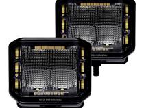 Go Rhino Blackout Combo Series Lights Pair of 4x3 Cube Sideline LED Flood Lights W/Amber Black Go Rhino