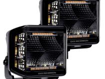 Go Rhino Blackout Combo Series Lights Pair of 4x3 Cube Sideline LED Flood Lights W/Amber Black Go Rhino
