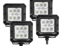 Go Rhino Bright Series Lights 3x3 Cube LED Flood Lights, Set of Four Black Go Rhino