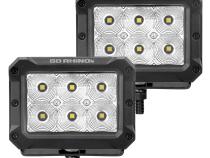 Go Rhino Bright Series Lights Pair of 4x3 Rectangle LED Flood Light Kit Black Go Rhino