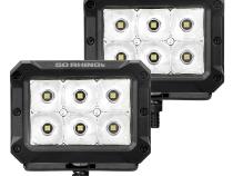 Go Rhino Bright Series Lights Pair of 4x3 Rectangle LED Spot Light Kit Black Go Rhino