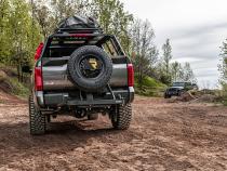 Swing A Way 2 Inch Hitch Mounted Tire Carrier Textured Black Go Rhino