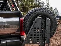 Swing A Way 2 Inch Hitch Mounted Tire Carrier Textured Black Go Rhino