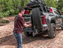 Swing A Way 2 Inch Hitch Mounted Tire Carrier Textured Black Go Rhino