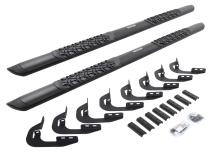 V3 Series Aluminum 5 Inch Elipse Side Steps with Mounting Brackets Textured Black 2014-2018 Silverado/Sierra 1500/2500 HD Crew Cab Go Rhino