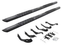 V3 Series Aluminum 5 Inch Elipse Side Steps with Mounting Brackets Textured Black 2015-2019 Silverado/Sierra 2500 HD Go Rhino